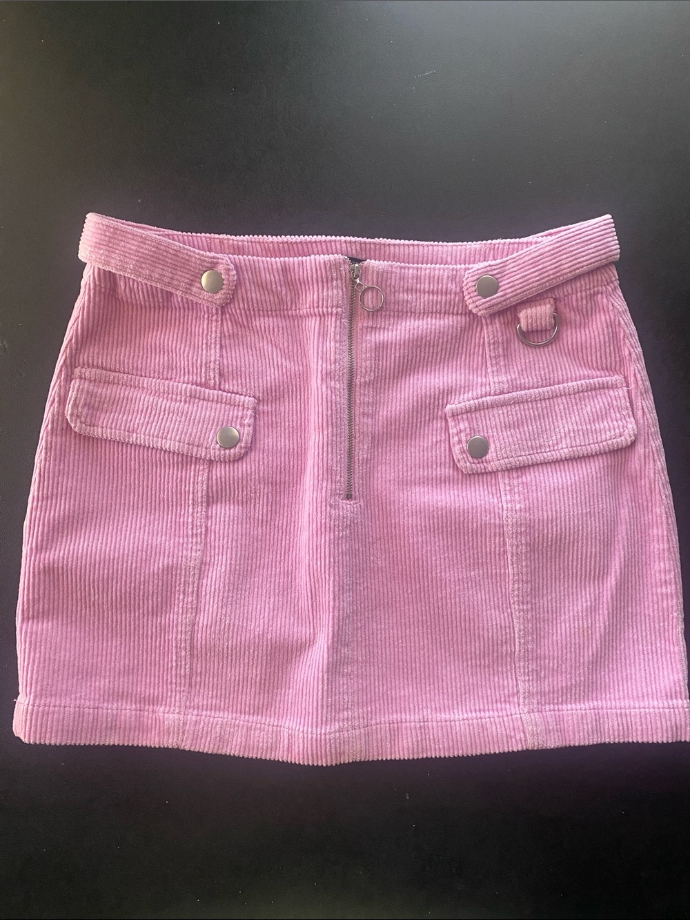 NWOT Pink Corduroy Mini Skirt - Women's Stylish Pocket Skirt